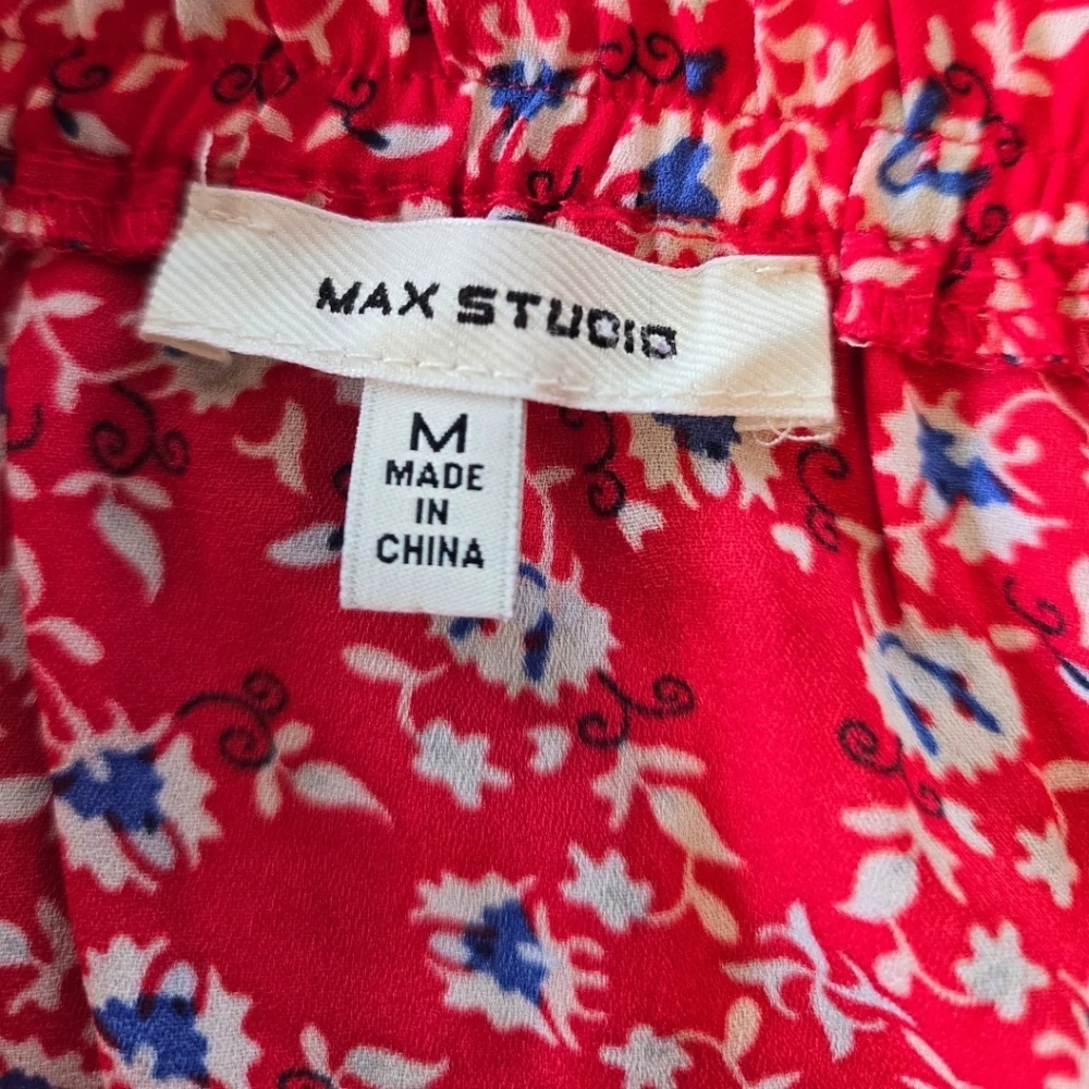 Maxi Studio Boho High Low Red Floral Peasant Skirt M